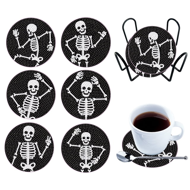 Posavasos Cristal Con Taladro Manualidades Diamantes 6 Piezas Soporte Gatito Fresa para Principiantes Adultos Suministros Arte