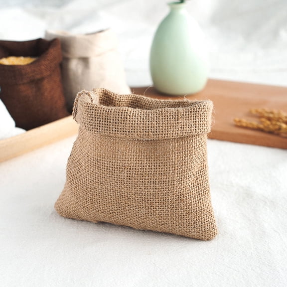 Hytrove Vintage Linen Storage Bags Coffee for Photography and Small Items 2Pcs