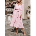 thumbnail image 3 of Vestido maxi bohemio con estampado floral rosa para mujer PRETTYGARDEN XXL, 3 of 5