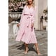 thumbnail image 3 of Vestido Largo Boho Floral Rosa PRETTYGARDEN con Mangas Largas Talla L, 3 of 5