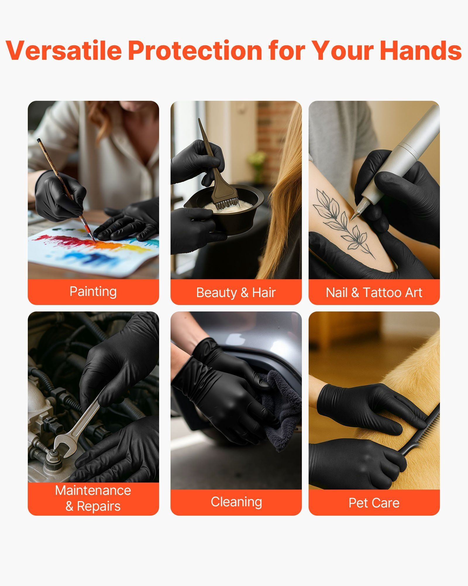Thick Black Nitrile Gloves – 4.5 Mil, 100 Gloves per Box, Powder & Latex-Free, Size M – Heavy-Duty Protection