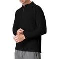 thumbnail image 2 of UVEASISHA Quarter Zip Workout Shirts for Men Waffle Knit Long Sleeve Hiking Shirt Stand Collar Casual Quick Dry T-Shirts Solid Color Pullover Tops Black 3XL, 2 of 6