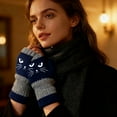 thumbnail image 3 of Linnome Fashion Cat Themed Knit Gloves Stylish Warm Accessories for Winter Daily Wear and Cold Weather, 3 of 3
