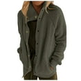 thumbnail image 4 of felwors Women's 2025 Winter Long Sleeve Button Sherpa Jacket Coat Pockets Warm Fleece Army Green, S, 4 of 7