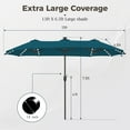 thumbnail image 7 of Alpha Joy 13ft Large Double-Sided Outdoor Patio Umbrella with Colorful Solar Lights, Cerulean, 7 of 7