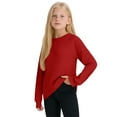 thumbnail image 3 of XXWXYD Girls Long Sleeve Crewneck Sweaters Loose Knit Tops with Pocket Soft Yarn Fall Tunic Casual Solid Color Clothes 3-14 Years, 3 of 7