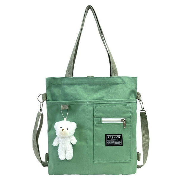 Bolso de hombro para mujer Lona de gran capacidad Mochila para estudiantes Messenger Green FLhrweasw Nuevo