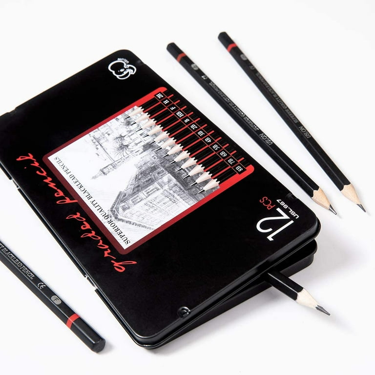 MISULOVE Professional Charcoal Pencils Drawing Set - 12 Pieces