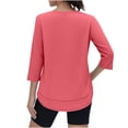 thumbnail image 4 of Women 3/4 Sleeve Workout Shirts Quick Dry Tops Crew Neck Gym Hiking T Shirt Sun Protection Casual Tees Lightweight Pink L, 4 of 6