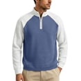 thumbnail image 4 of TOUMENY Men Half Zip Sweater Stand Collar Long Sleeve Color Block Casual Loose Pullover Fall Winter Fashion Knit Tops Blue XXXXXL, 4 of 7