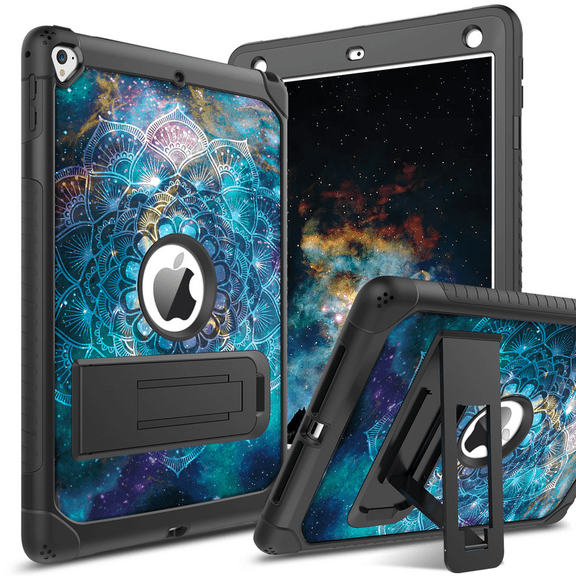 VENINGO 3 Layers Case for iPad 9.7（2017/2018) / iPad Pro 9.7(2016) / iPad Air 2(2014) with Foldable Kickstand,9.7" TPU PC Shockproof Rugged Hybrid Bumper Protective Cover