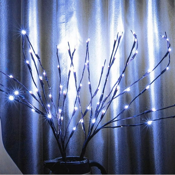 3 Pack Cool White Lighted Twig Branches 60 LED Lights Artificial Tree  Willow Branches Lamp for Home Holiday Party Decoration Decor Battery  Operated 