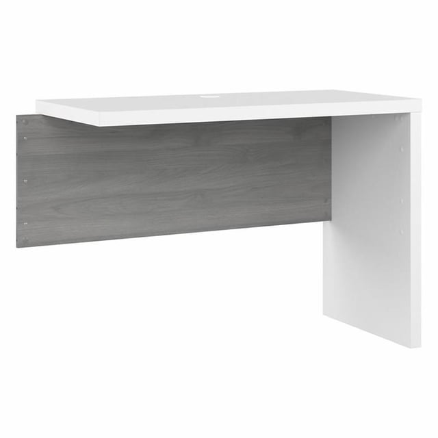 Pemberly Row 42W Desk Return/Bridge in Pure White and Gray - Engineered Wood