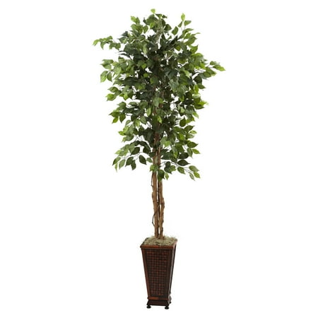Nearly Natural 6-1/2' Ficus with Decorative Planter