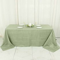 BalsaCircle 90" x 132" Sage Green Accordion Crinkle Taffeta Rectangular Tablecloth Reception