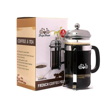 DejaBrew The Best French Press Coffee Maker and Tea Maker - Best Reinforced Glass with Stainless Steel Frame - French Press Coffee Pot 8 Cup (34 (Best French Press Maker)