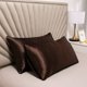 thumbnail image 1 of Nvzi 3 fundas de almohada de seda lavada Suave y agradable para la piel, que le dan a la piel un abrazo lujoso 20,08 x 35,83 pulgadas (café oscuro), 1 of 5