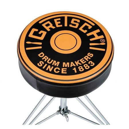 Gretsch Drums - Drum Throne with Round Badge Logo - Black With Orange Writing