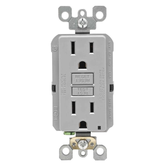 Toma eléctrica Leviton R03-GFNT1-KGY GFCI 15A Gris