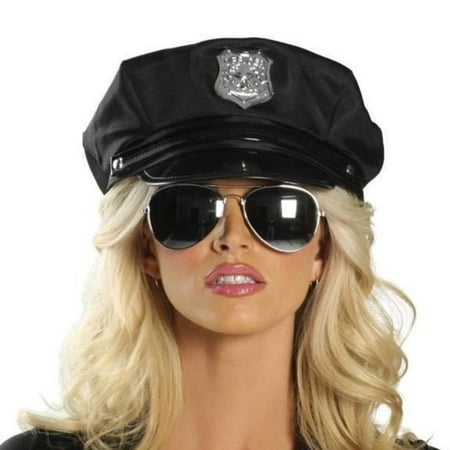 Police Officer Cap Cops Hat Law Enforcement Halloween Costume Accessory Black