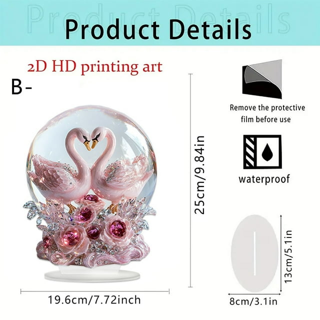 Cheapark Valentine's Day Romantic Crystal Table Decor - 2D Flat Acrylic Ornament with Waterproof Wear-Resistant Coating, Sparkling Design for Dining Table Coffee Table, Love-Themed Holiday Accent