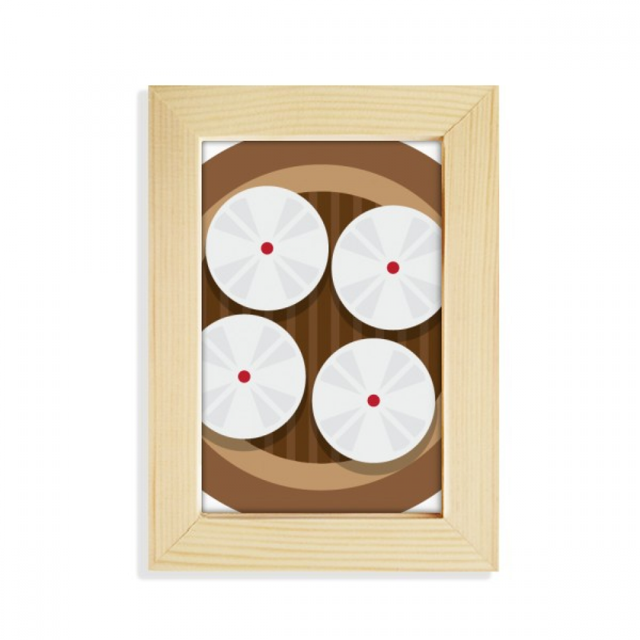 China Dish Steamed Buns Food Pattern Desktop Display Photo Frame Picture Art Painting 5x7 inch