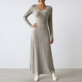 thumbnail image 2 of Women's Sweater Dress Long Sleeve Knitted Bodycon Maxi Long Sweater Dresses Khaki M, 2 of 5