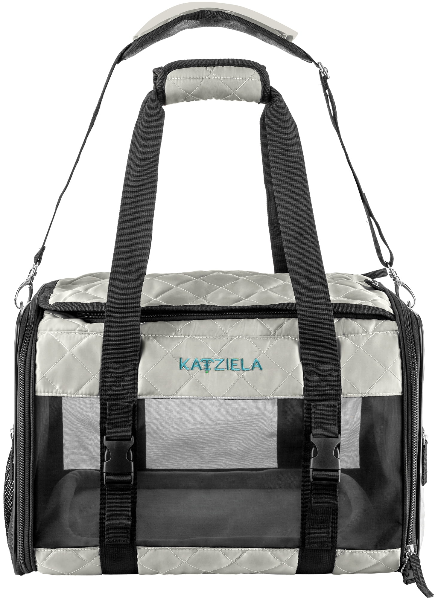 Katziela Pet Carrier Quilted Companion Grey Airline Approved SoftSided