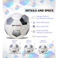 thumbnail image 2 of Barocity Classic White and Silver Size 5 Soccer Ball – Premium Boy and Girl Official Match Ball with Reflective Rainbow Hex Pattern, Durable, Indoor and Outdoor Games, 2 of 7