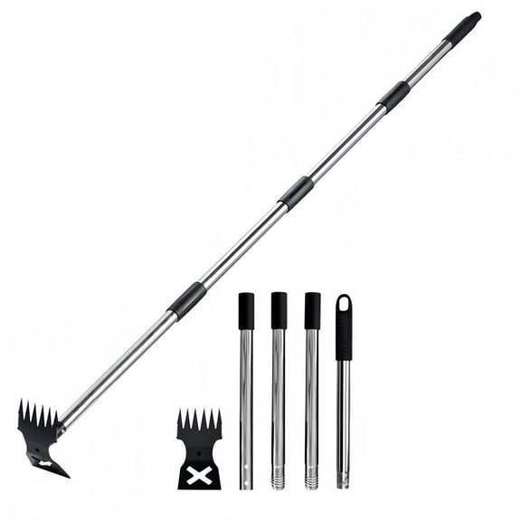 QHUDLV All-Steel Dual-Purpose Hoe Weeding Tool ,Long Handle Gardening Hoe and Rake ,Durable Cast Steel Detachable Design for Lawn and Soil Work
