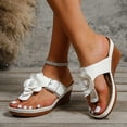 thumbnail image 2 of Xfvqtps Wedges for Women Platform Flip Flops Flower Buckle Decoration Arch Support Soft Sole Comfortable Non Slip Breathable Summer Leather Casual Walking Sandals White, 2 of 9