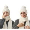 thumbnail image 4 of Cadancy Knit Hats for Women with Scarf 2 Piece Set Winter Comfort Warm Pompom Baenies Hat Cute Trendy Outdoor Cold Weather Snow Caps, 4 of 6