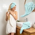 thumbnail image 4 of Toalla de microfibra de rápida absorción para secar el cabello – Turbante supersuave para mujer con cierre de botón seguro, 4 of 6