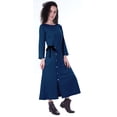 thumbnail image 3 of Moomaya Robe Maxi à Manches Longues, Longue, Boutonnée, Unie, Décontractée, Fendue, 3 of 6