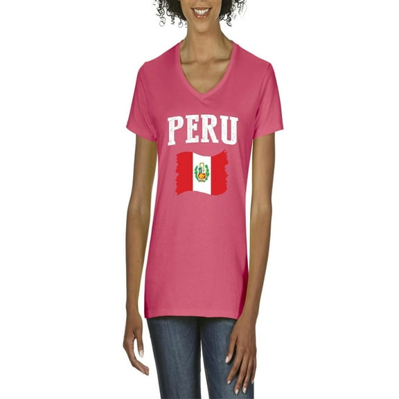 NIB - Women's T-Shirt V-Neck Short Sleeve - Peru