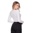 thumbnail image 2 of Women's 3 Button Rayon Clinched Cropped Long Sleeves, White, L, 2 of 3