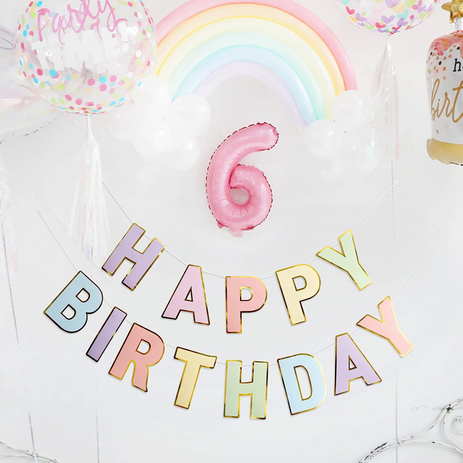 Banniere Joyeux Anniversaire Et 22 Pcs Ballons De Confettis, Banner