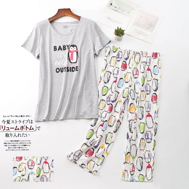 Pyjamas d'Été pour Femmes Manches Courtes plus Graisse Fine Ensemble de Vêtements de Maison pour Femmes Adorable et Frais