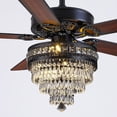 thumbnail image 3 of YIOSI 52" Crystal Ceiling Fan with Lights & Remote, Noiseless Copper AC Motor, LED Retro Chandelier, Farmhouse Lighting for Living Room, Bedroom, Dining Room, Energy-Efficient, Timer, Modern Fan, 3 of 9