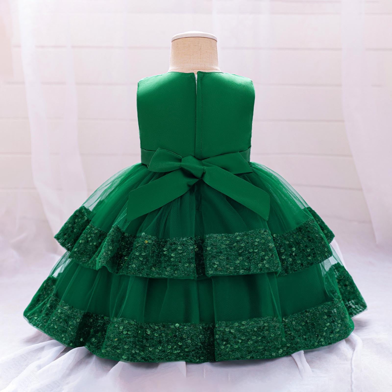 Baby Girl Pageant Dress Sleeveless Sequins Princess Dress Toddler Flower Wedding Birthday Party Gown Dresses 6 Months-3 Years