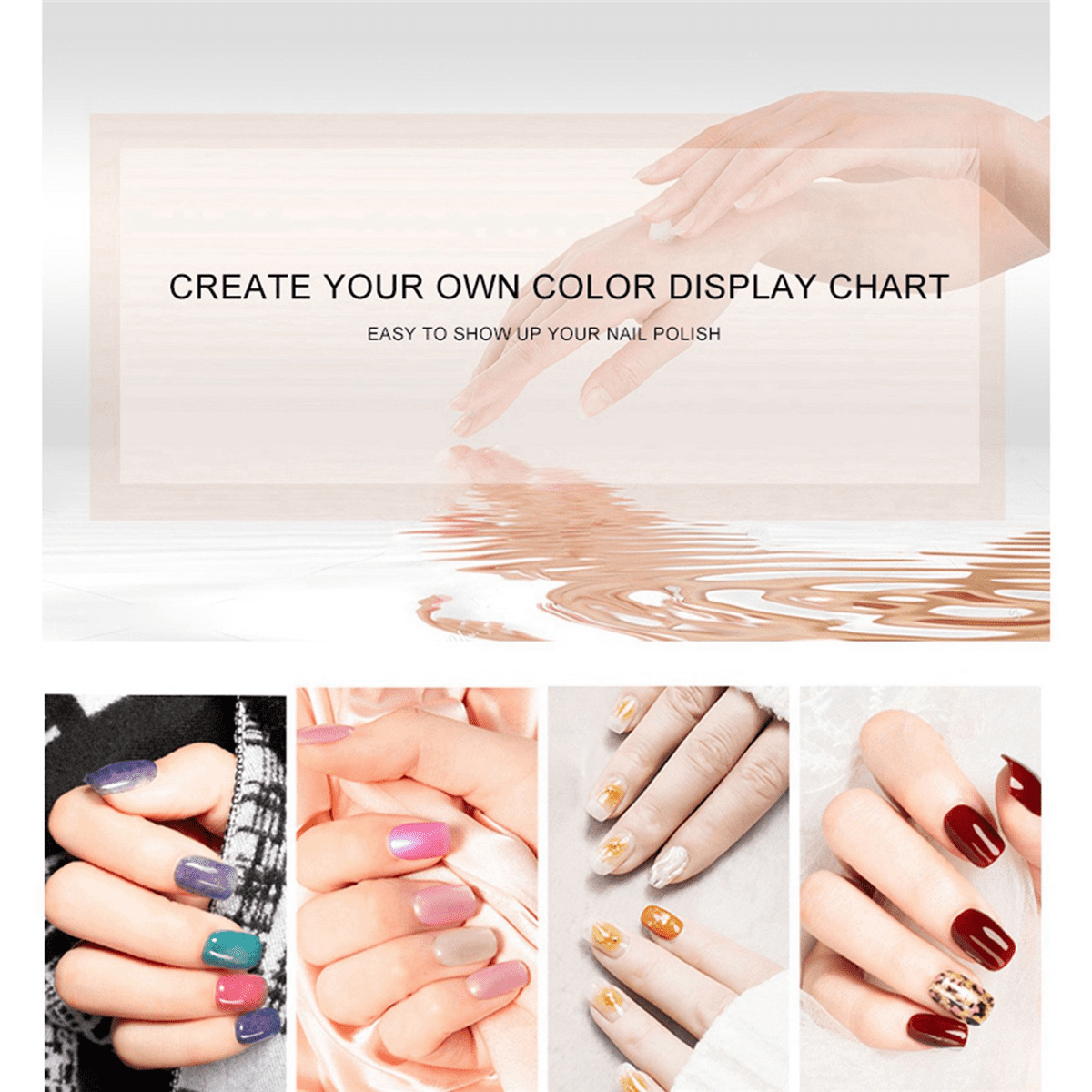 3X 216 Colors Nail Tips Display Book DIY Nail Art Showing Shelf Gel Color Card Chart Painting Display Board Gold