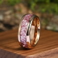 thumbnail image 4 of Pink Morganite Rose Gold Tungsten Ring For Men Anniversary Ring Statement Ring 8mm Ring, 4 of 6
