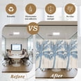 thumbnail image 5 of Blue Palm Tree Window Privacy Film, Coastal Summer Vintage Static Cling UV Sun Blocking Heat Control Window Tint Day and Night, Non-Adhesive Reusable One Way Windows Privacy Cover 17.7''x78.7'', 5 of 7