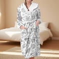 thumbnail image 2 of Women's Fleece Plush Robe Long Warm Plush Bathrobe Loungewear Jacket Printed Comfort Robe, 2 of 5