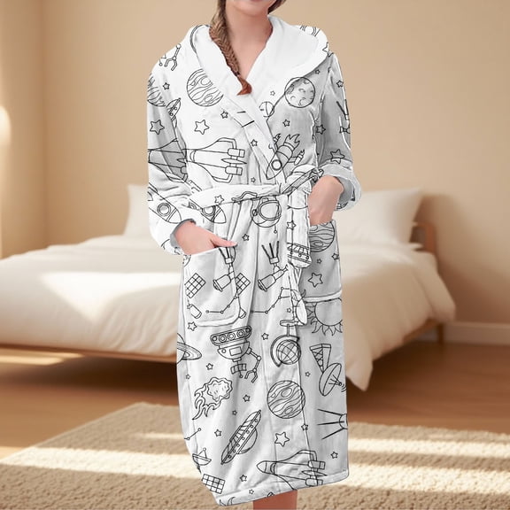 BILIKEYU Women's Fleece Plush Warm Bathrobe Loungewear, Bathrobe for Women, Winter Clothing for Women, Women's Sleepwear