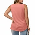 thumbnail image 4 of Gpoecd Plus Size Tank Tops for Women Women's Casual Square Neck Pure Color Ruffle Detail Blouse for Spring Summer Camisole Tops for Women Rose Gold,XL, 4 of 7