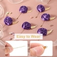 thumbnail image 3 of 12 piezas de Ramo de Rosa Púrpura Oscuro Boutonnieres Botones de Flor con Hoja para Boda (4.7 x 2 Pulgadas), 3 of 6