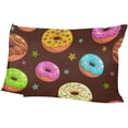 thumbnail image 6 of Doughnuts and Stars Velvet Oblong Lumbar Plush Throw Pillow Cover/Shams Cushion Case 20x36in Decorative Invisible Zipper Design for Couch Sofa Pillowcase Only, 6 of 7