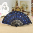 thumbnail image 1 of LINMOUA Best Dance Wedding Party Lace Silk Folding Hand Held Flower Fan, 1 of 2