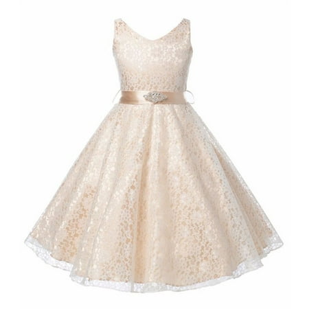 

CLZOUD Girl Casual Dress Beige Polyester Children s Dress Big Children s Sleeveless Lace Princess Fluffy Dress Girls Wedding Dress Flower Girl Dress 160